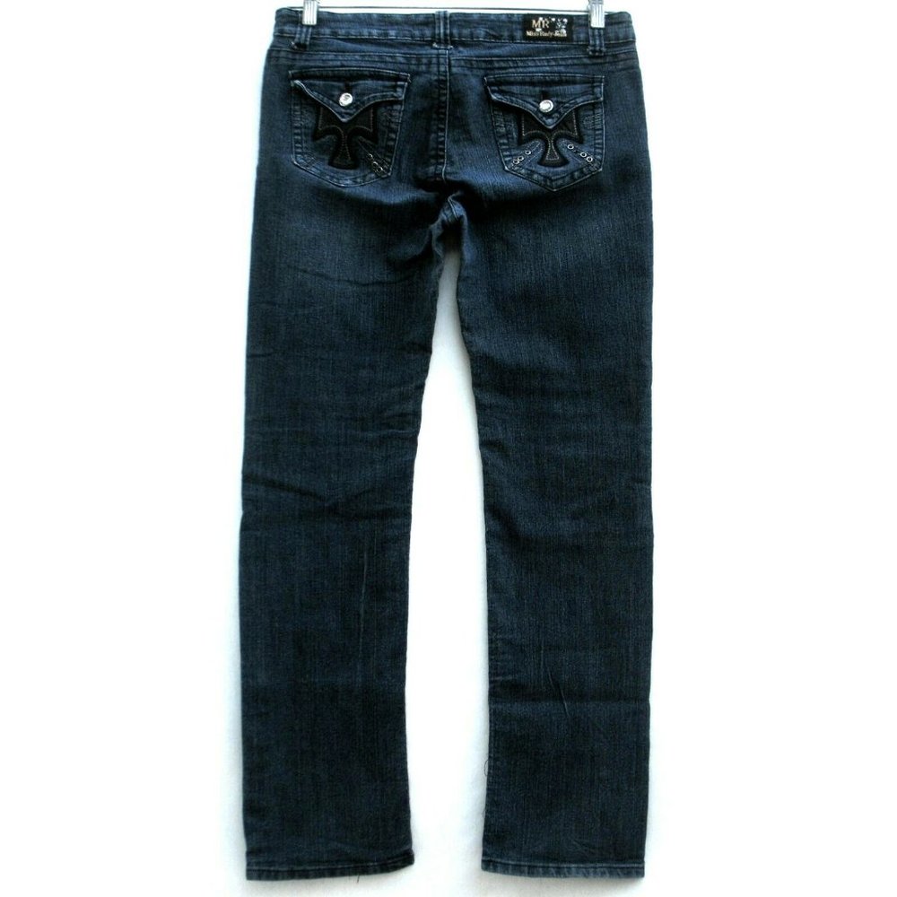 Miss Rudy Slim Straight Flap Pockets 33 x 31 Mid Rise Dark Wash Sz 13 (tag)